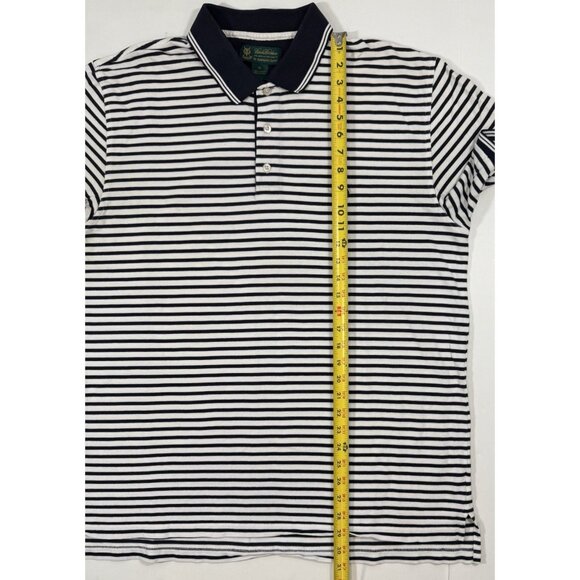 Brooks Brothers Mens St Andrews Golf Links Polo Shirt Size XL Navy White Striped - Picture 13 of 15